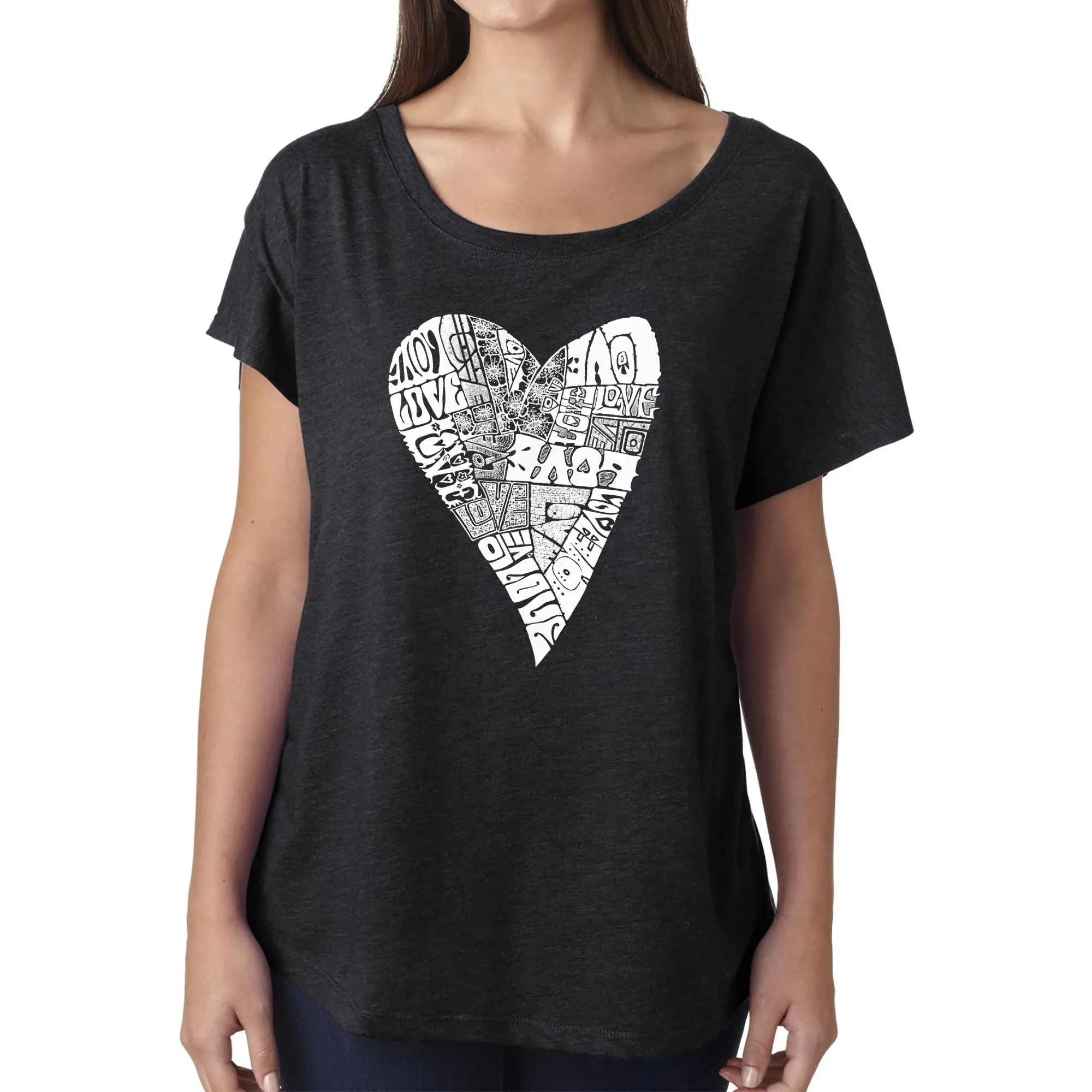 LA Pop Art Women's Dolman Word Art Shirt - Lots of Love sold by LA Pop Art
