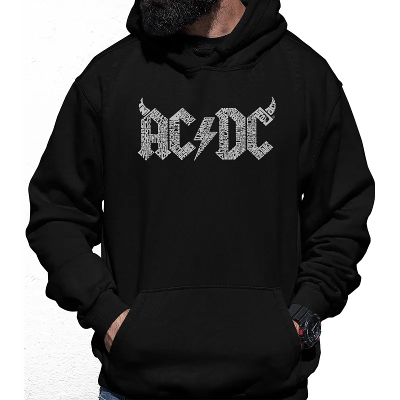 AC/DC Classic Horns Logo  - Men's Word Art Hooded Sweatshirt sold by LA Pop Art