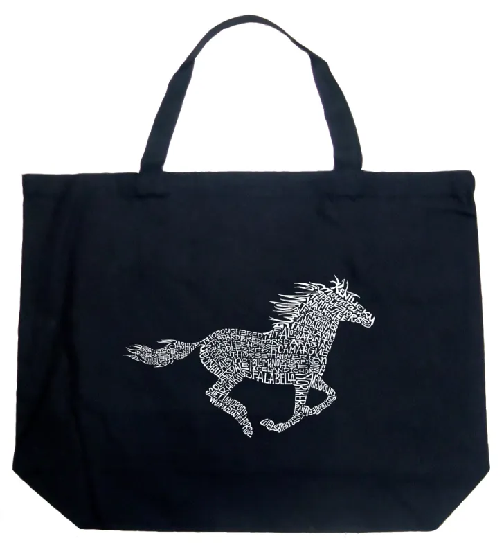 Horse Breeds - Large Word Art Tote Bag sold by LA Pop Art