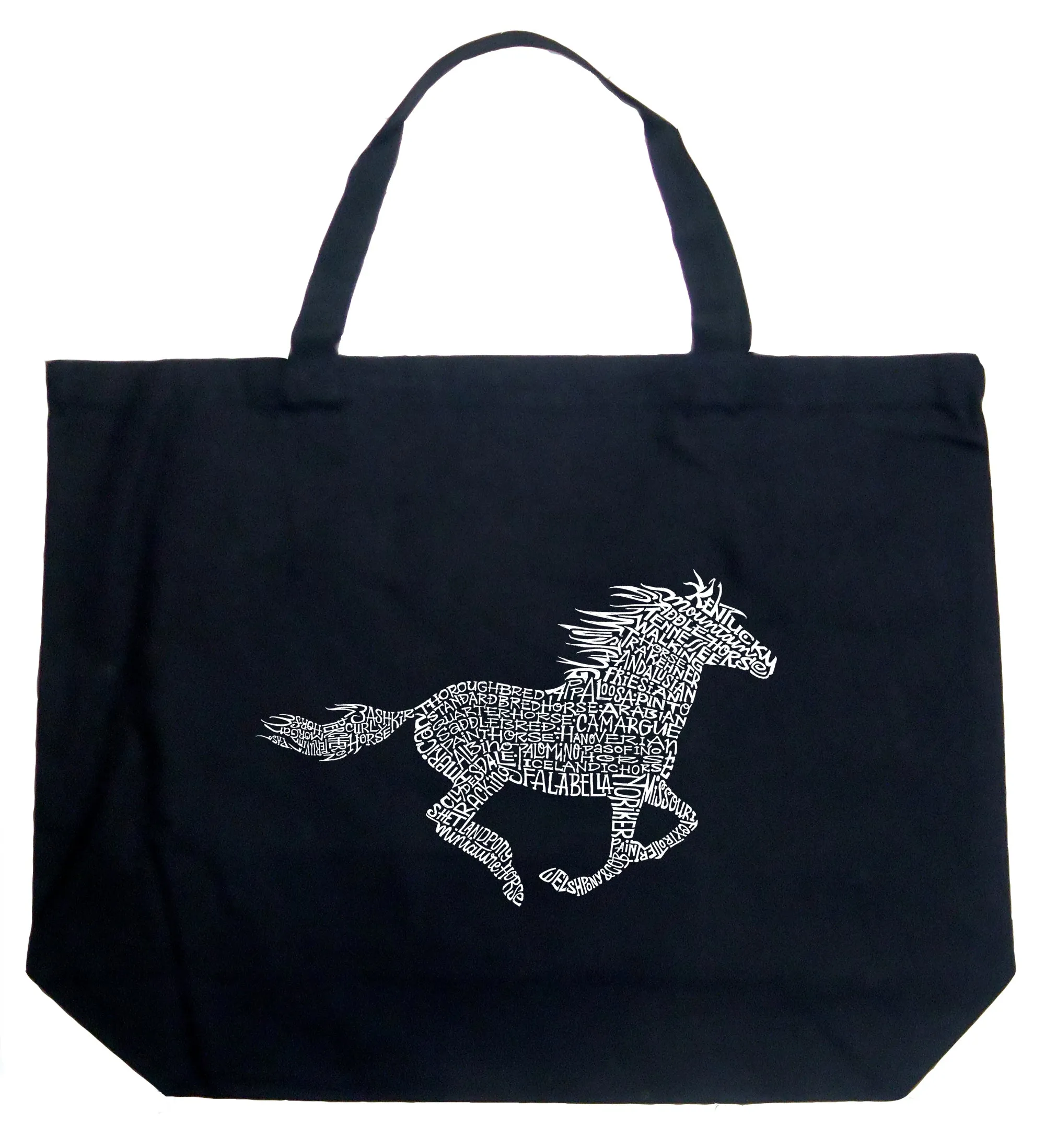 Horse Breeds - Large Word Art Tote Bag sold by LA Pop Art
