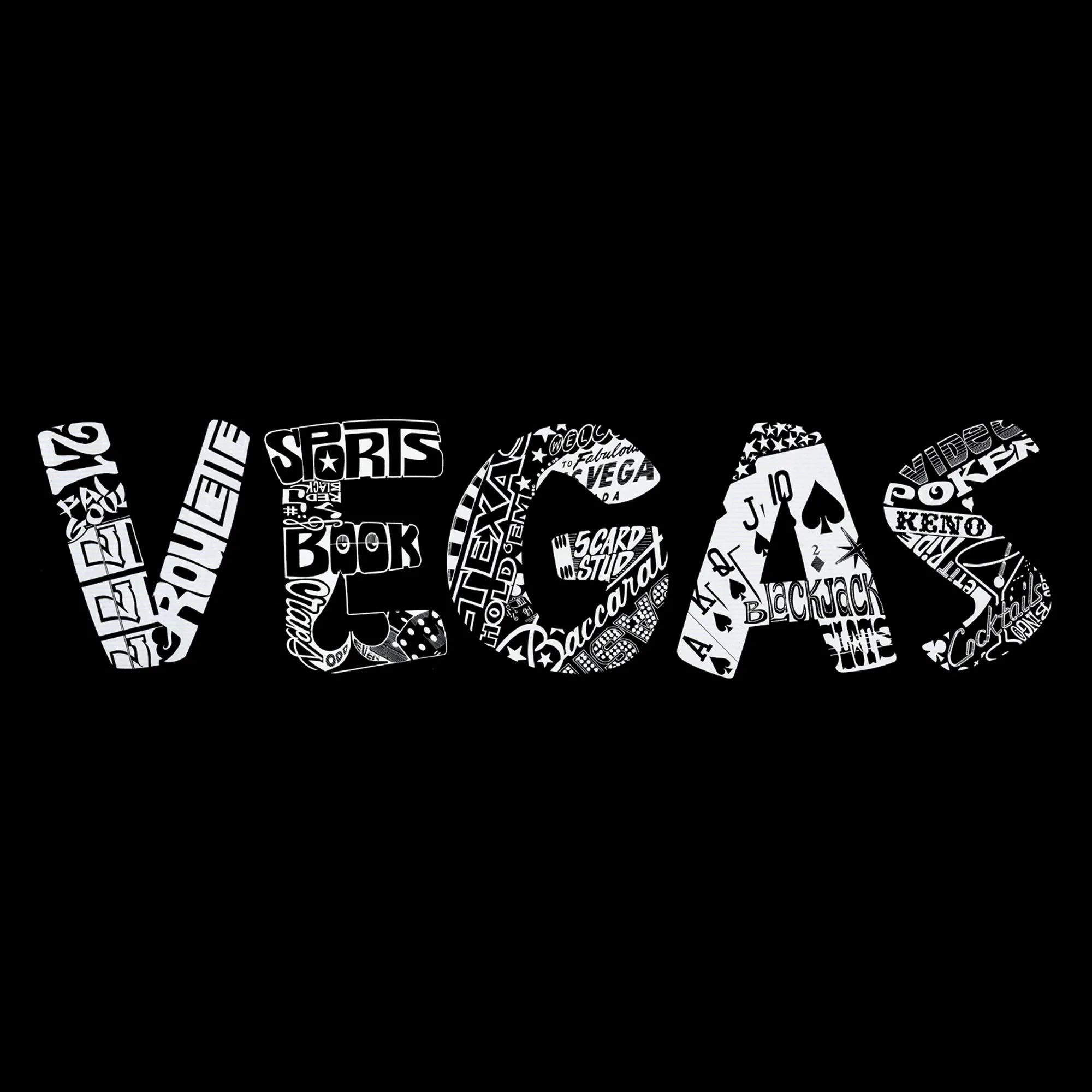 VEGAS - Women's Word Art Long Sleeve T-Shirt sold by LA Pop Art product image thumbnail 2
