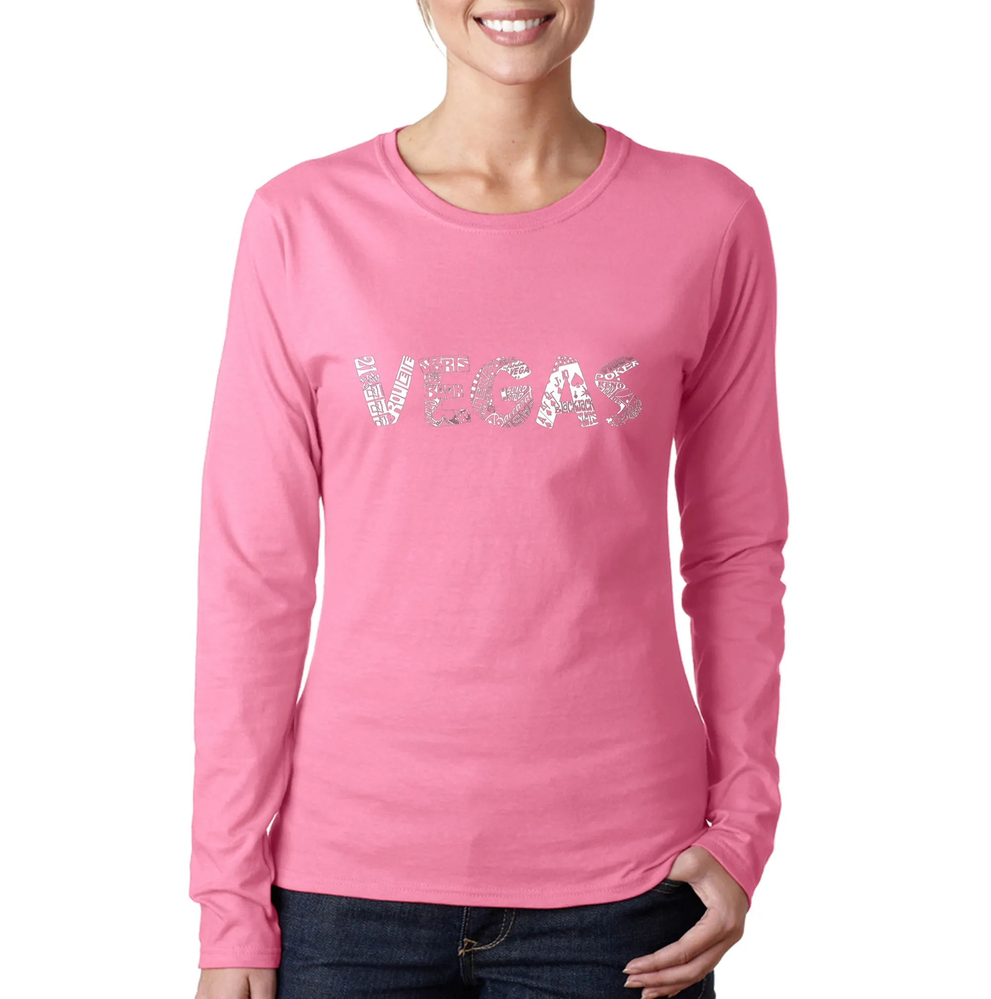VEGAS - Women's Word Art Long Sleeve T-Shirt sold by LA Pop Art product image thumbnail 3