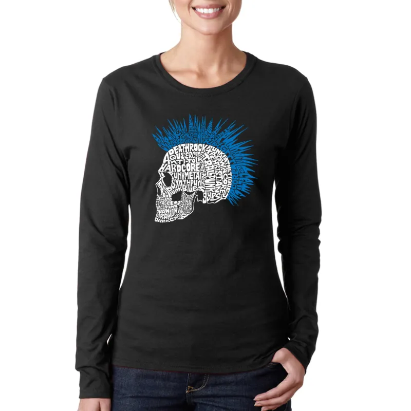 Punk Mohawk - Women's Word Art Long Sleeve T-Shirt sold by LA Pop Art