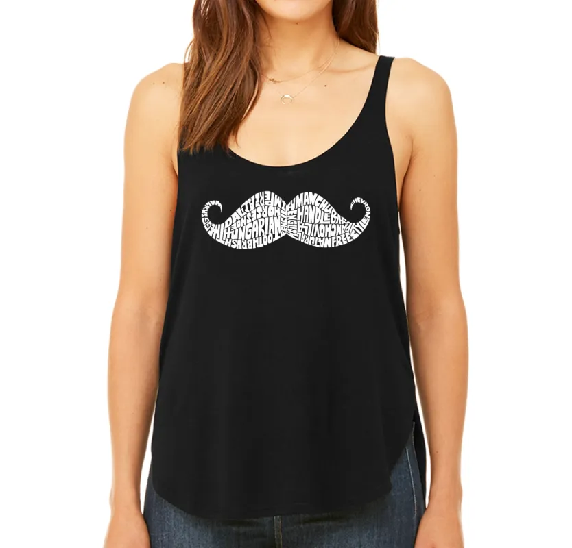 WAYS TO STYLE A MOUSTACHE - Women's Word Art Flowy Tank sold by LA Pop Art