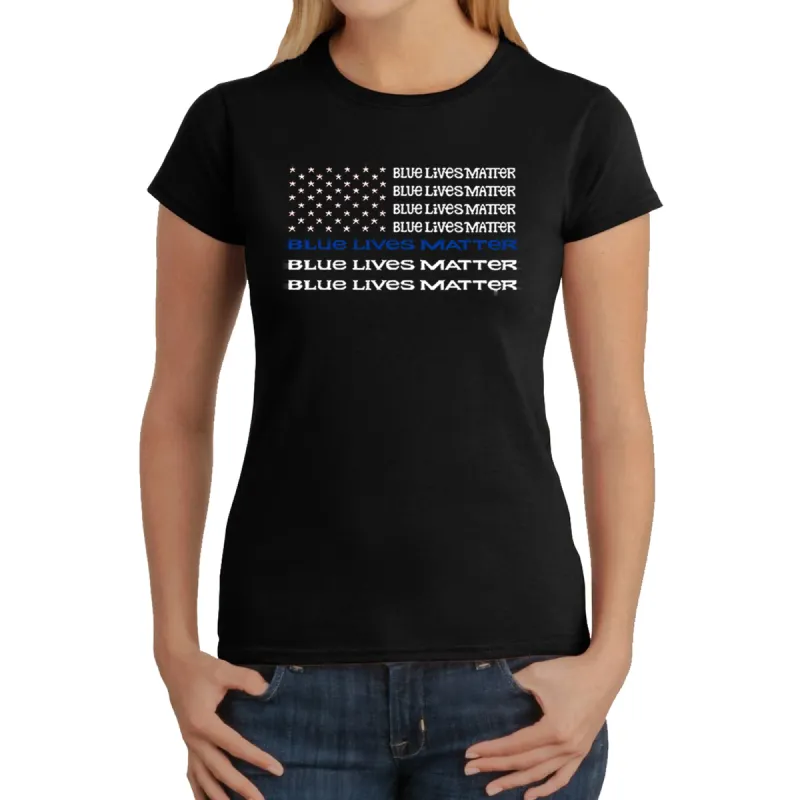 Blue Lives Matter - Women's Word Art T-Shirt sold by LA Pop Art