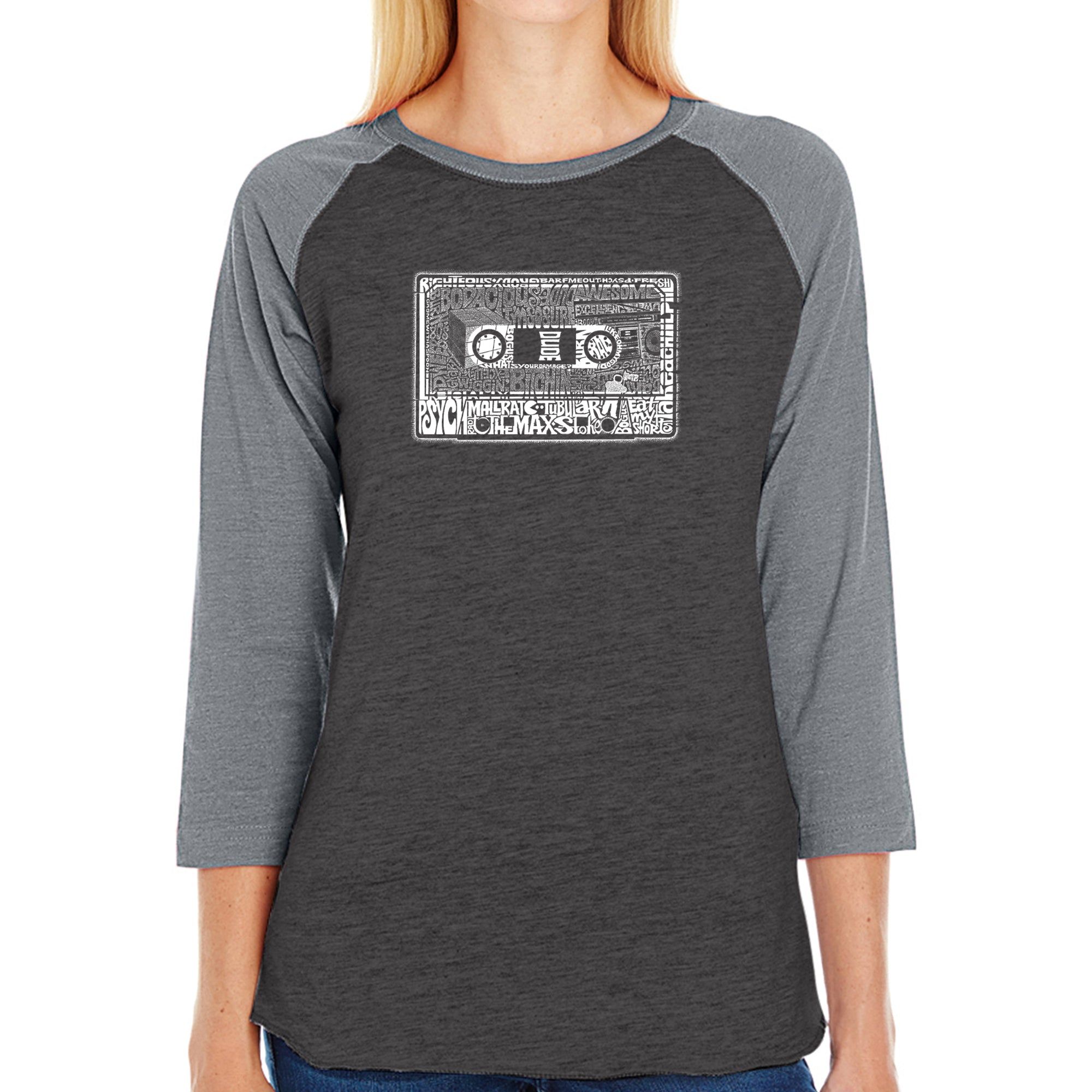 The 80's - Women's Raglan Baseball Word Art T-Shirt sold by LA Pop Art product image thumbnail 3