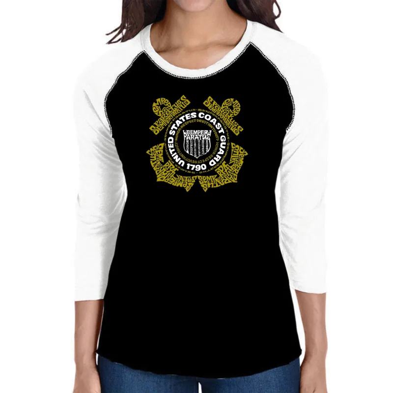 Coast Guard - Women's Raglan Baseball Word Art T-Shirt sold by LA Pop Art