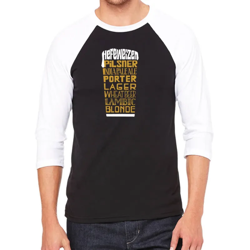 Styles of Beer - Men's Raglan Baseball Word Art T-Shirt sold by LA Pop Art
