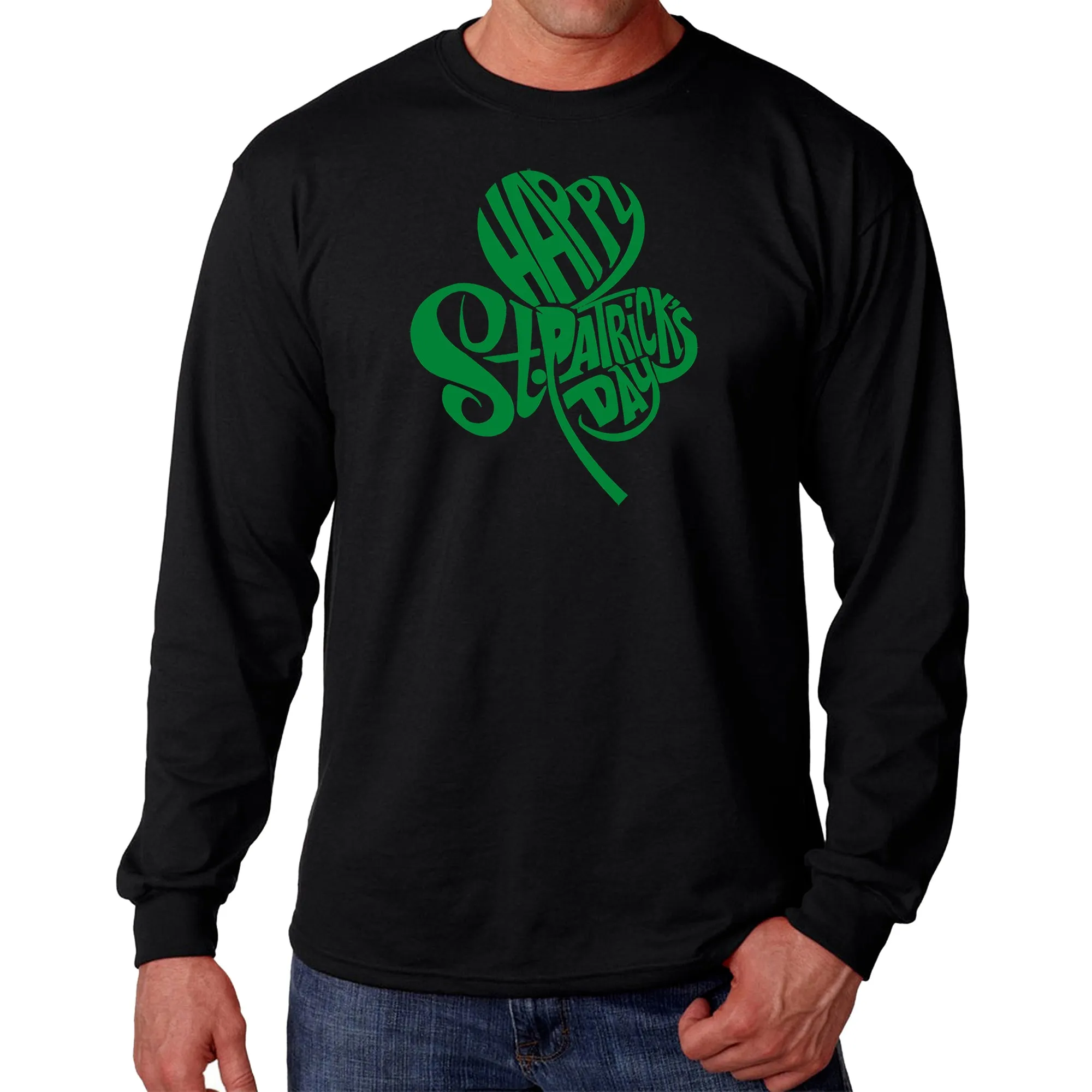 St Patricks Day Shamrock - Men's Word Art Long Sleeve T-Shirt sold by LA Pop Art