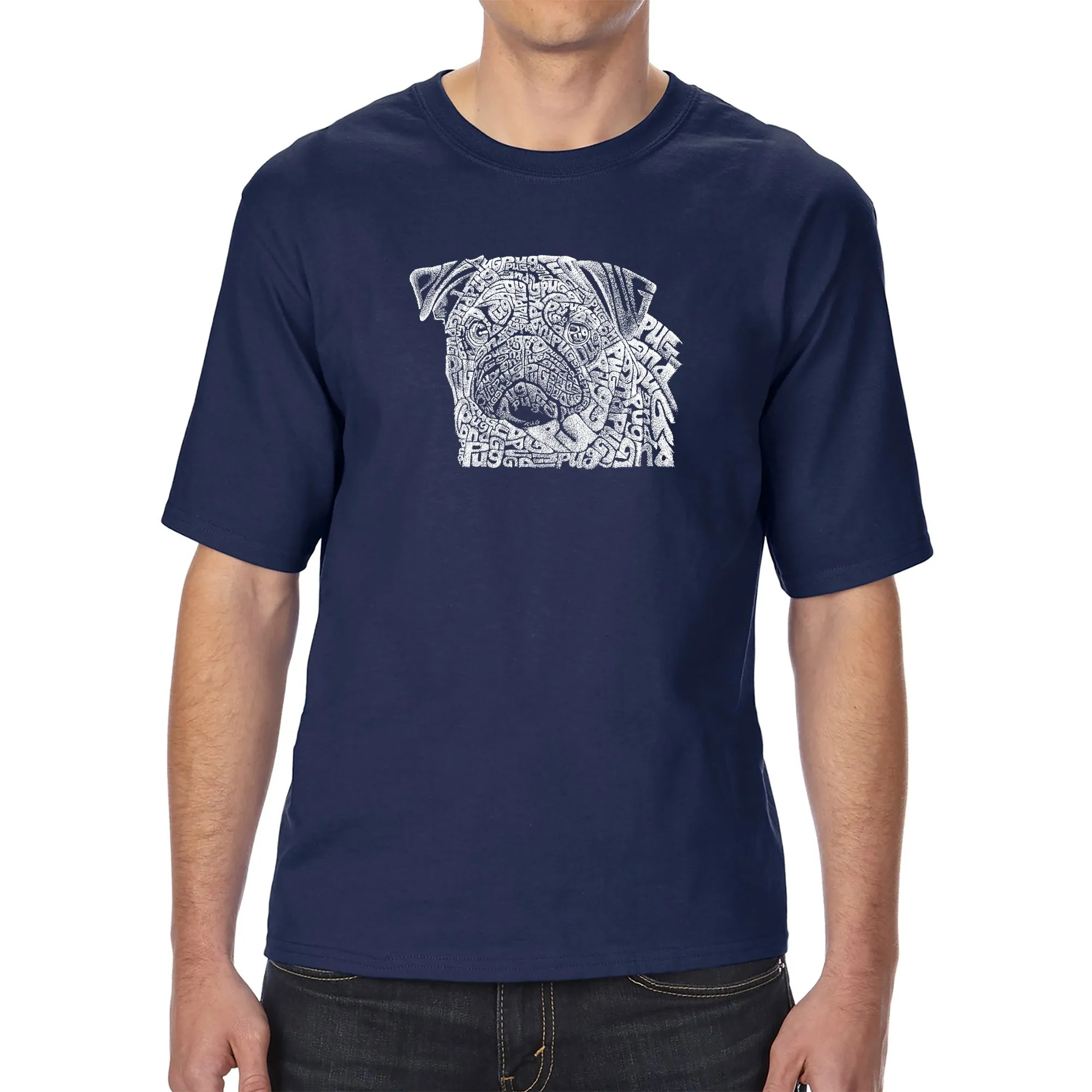 Pug Face - Men's Tall Word Art T-Shirt sold by LA Pop Art product image thumbnail 3