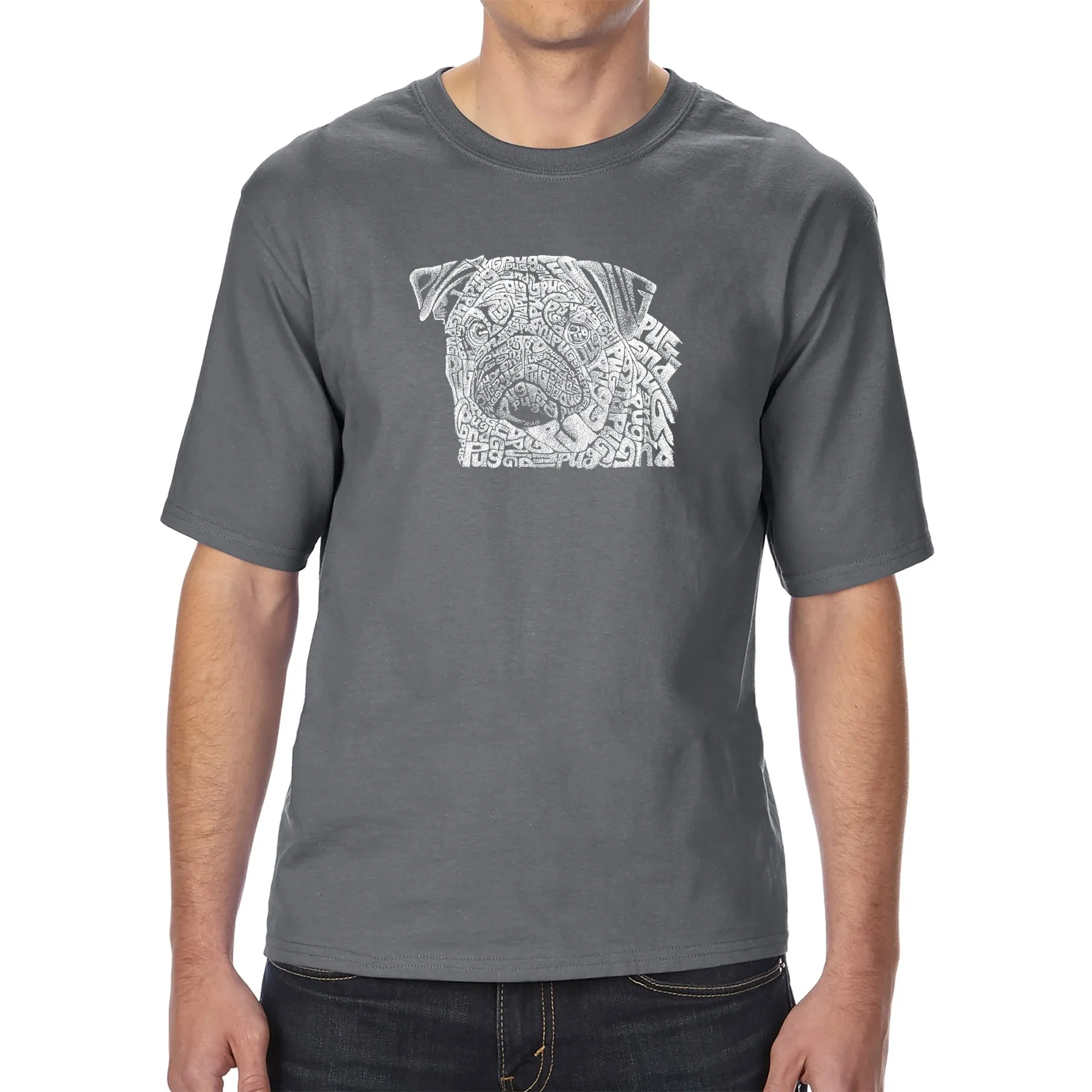 Pug Face - Men's Tall Word Art T-Shirt sold by LA Pop Art product image thumbnail 4