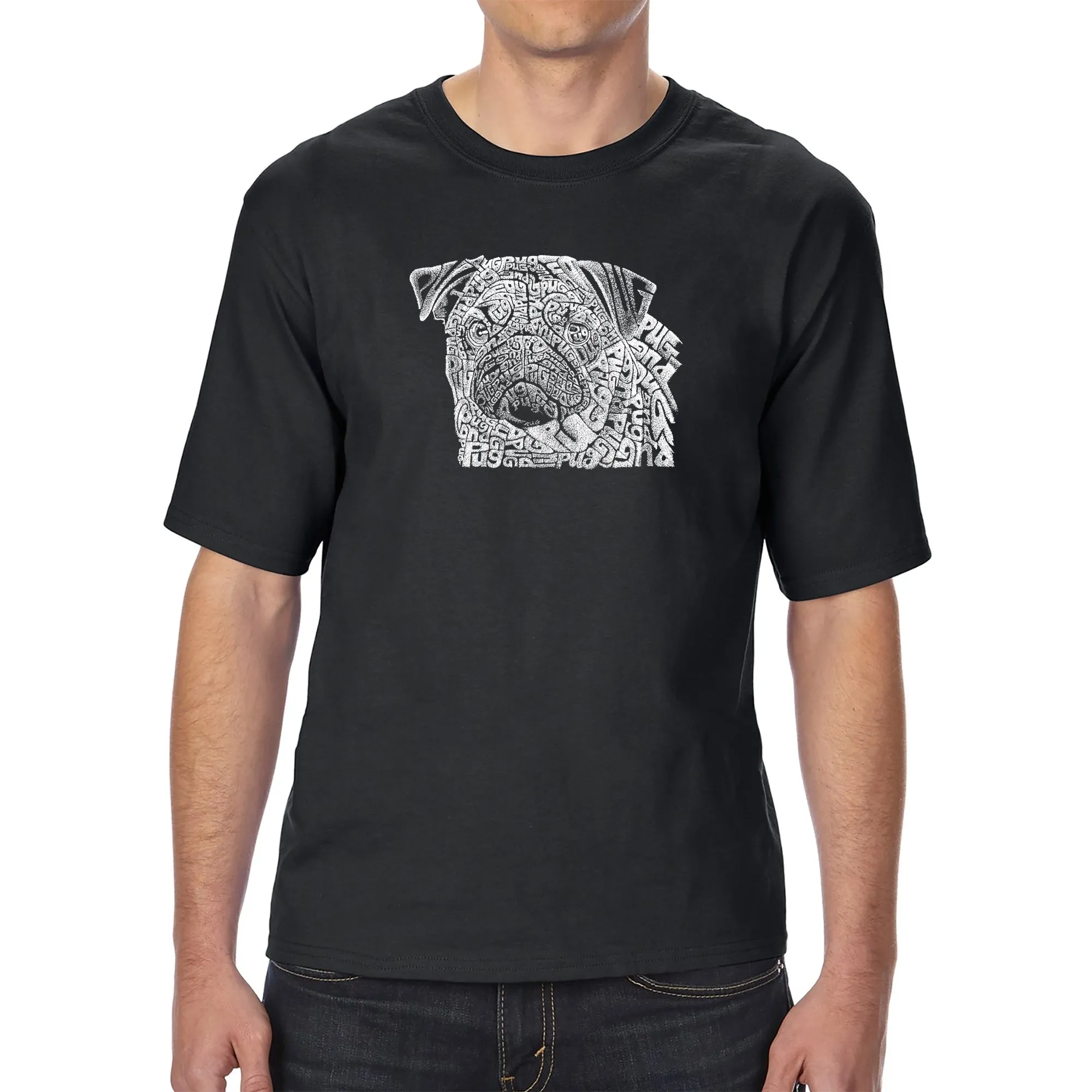 Pug Face - Men's Tall Word Art T-Shirt sold by LA Pop Art