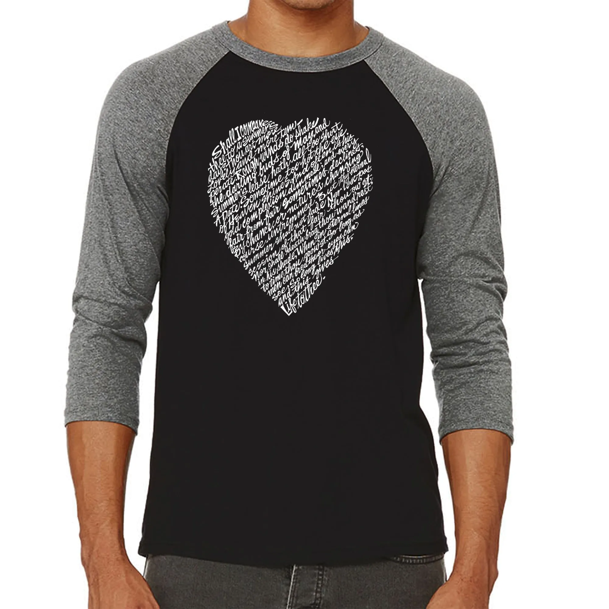 WILLIAM SHAKESPEARE'S SONNET 18 - Men's Raglan Baseball Word Art T-Shirt sold by LA Pop Art product image thumbnail 4