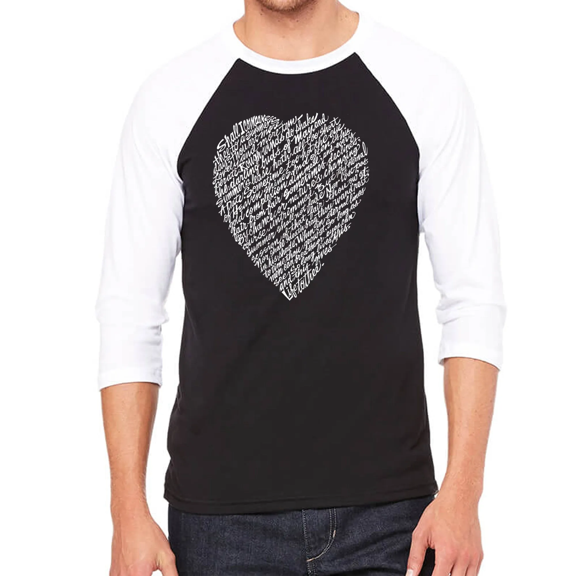 WILLIAM SHAKESPEARE'S SONNET 18 - Men's Raglan Baseball Word Art T-Shirt sold by LA Pop Art