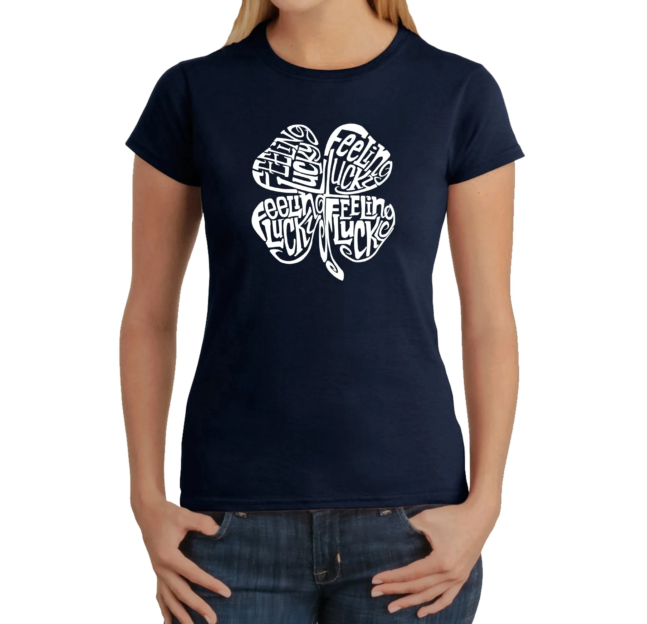 Feeling Lucky - Women's Word Art T-Shirt sold by LA Pop Art product image thumbnail 3
