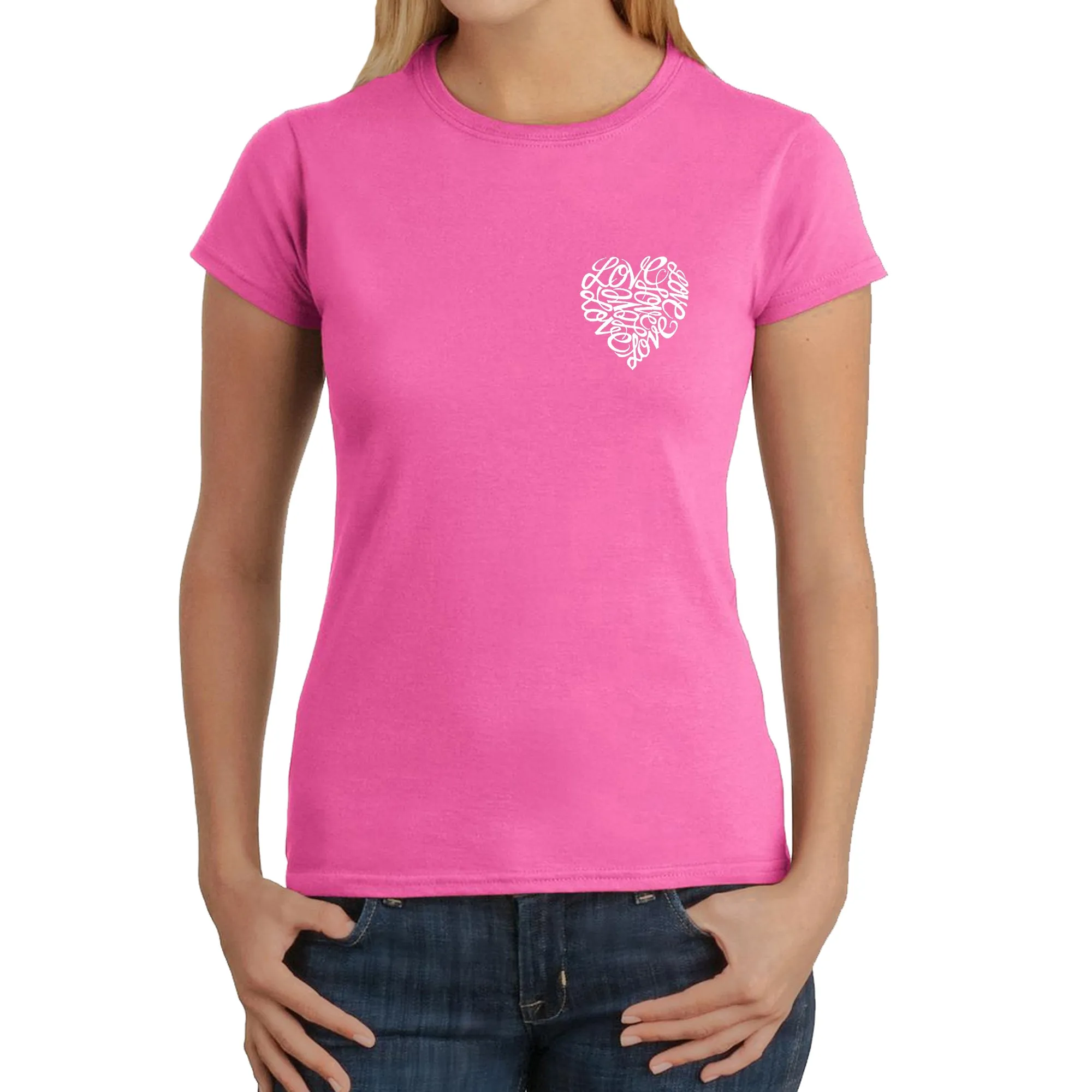 Cursive Heart - Women's Word Art T-Shirt sold by LA Pop Art product image thumbnail 4