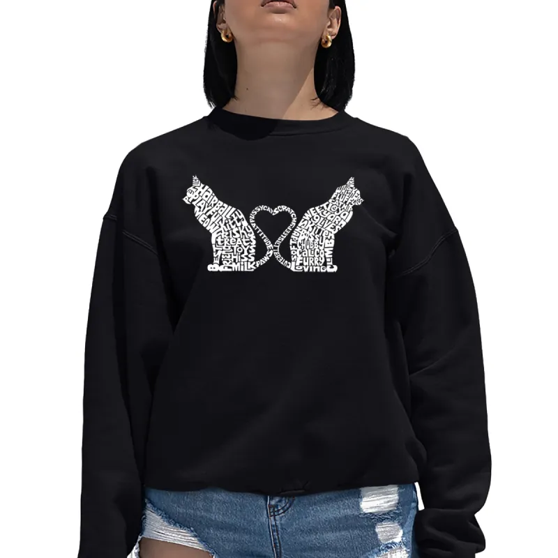 Cat Tail Hearts - Women's Word Art Crewneck Sweatshirt sold by LA Pop Art