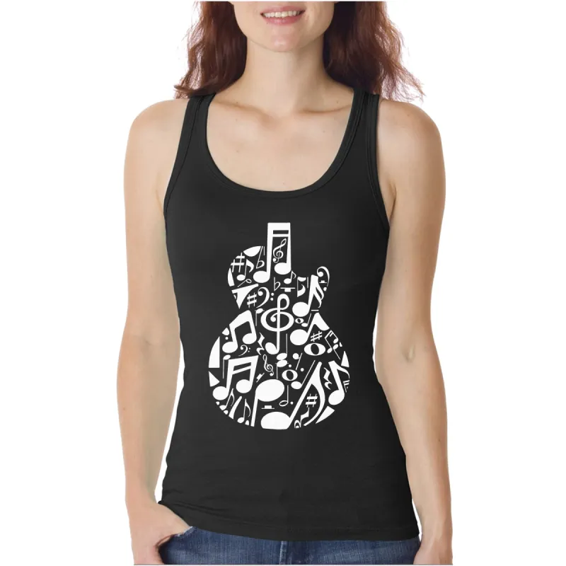 Music Notes Guitar - Women's Word Art Tank Top sold by LA Pop Art