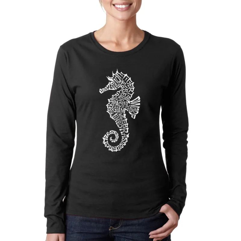 Types of Seahorse -  Women's Word Art Long Sleeve T-Shirt sold by LA Pop Art
