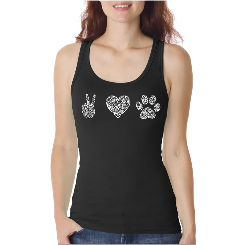 Peace Love Dogs  - Women's Word Art Tank Top sold by LA Pop Art