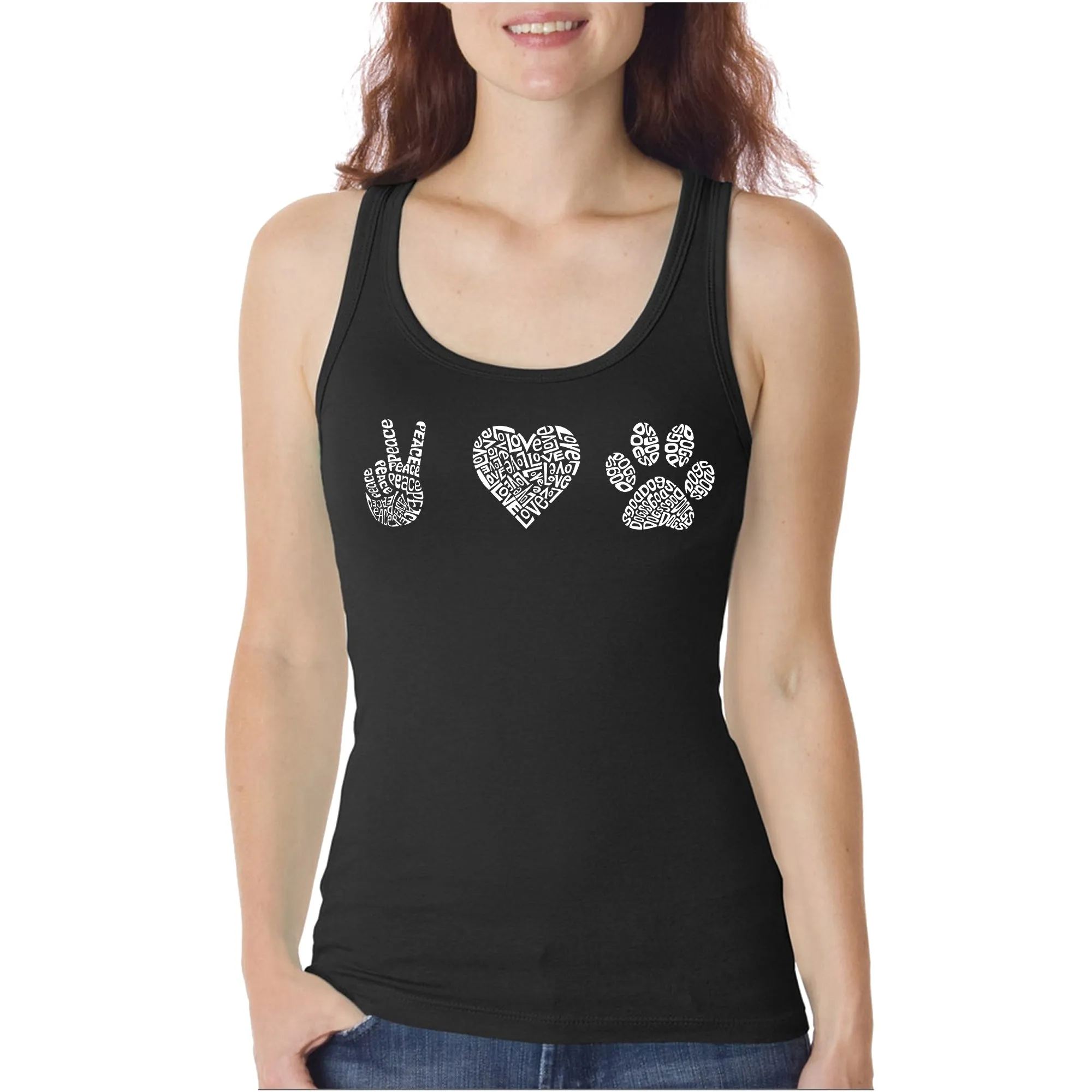 Peace Love Dogs - Women's Word Art Tank Top sold by LA Pop Art