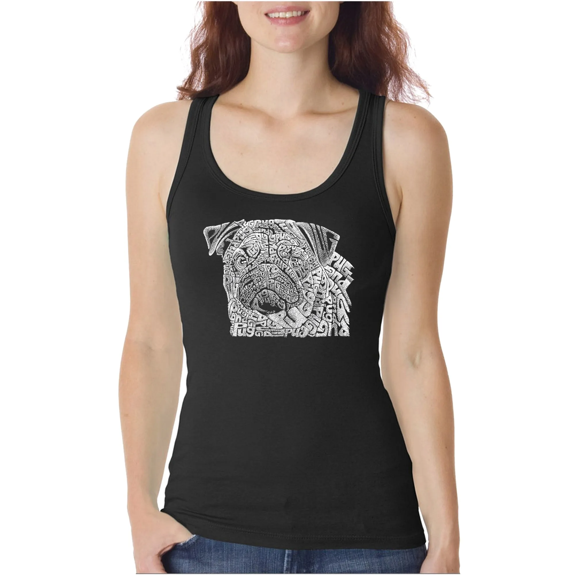 Pug Face - Women's Word Art Tank Top sold by LA Pop Art