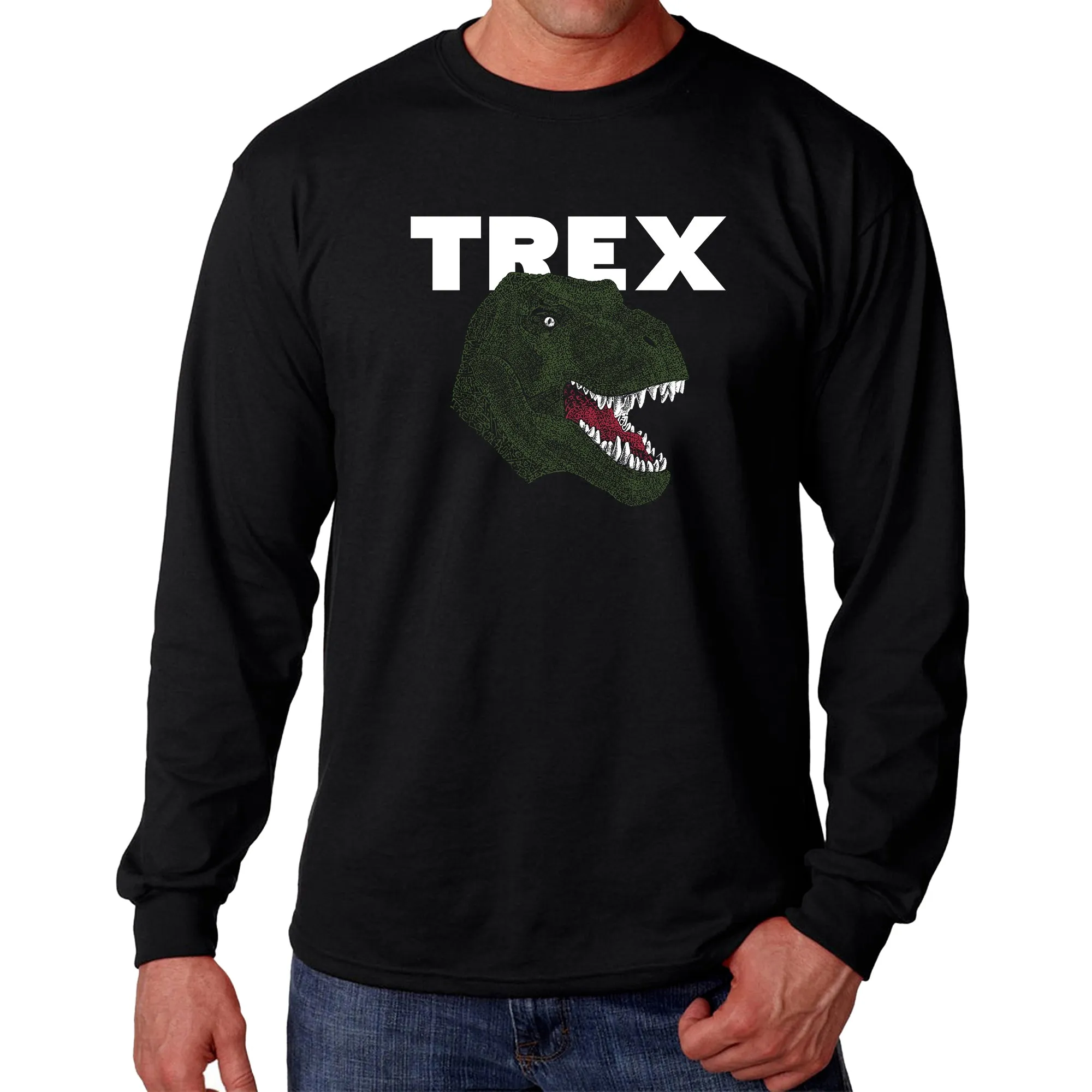 T-Rex Head - Men's Word Art Long Sleeve T-Shirt sold by LA Pop Art