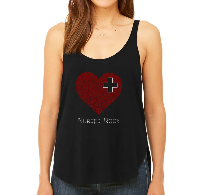 Nurses Rock - Women's Word Art Flowy Tank Top sold by LA Pop Art