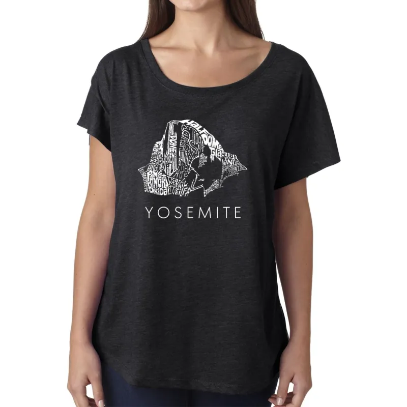 LA Pop Art Women's Dolman Word Art Shirt - Yosemite sold by LA Pop Art