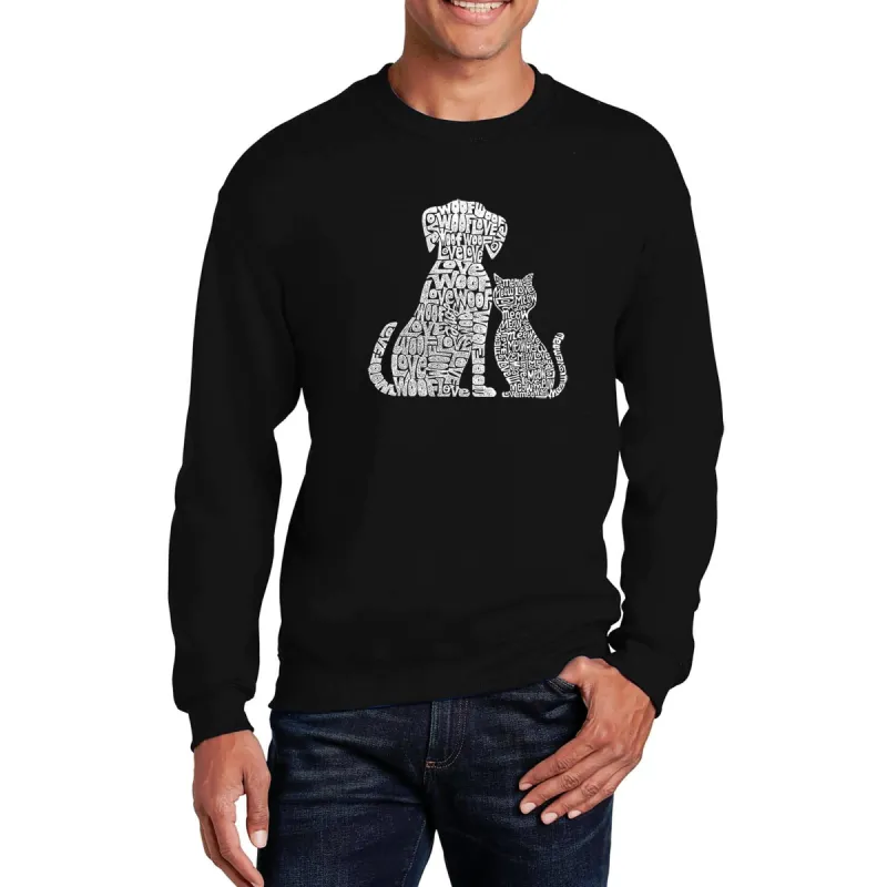 Dogs and Cats  - Men's Word Art Crewneck Sweatshirt sold by LA Pop Art