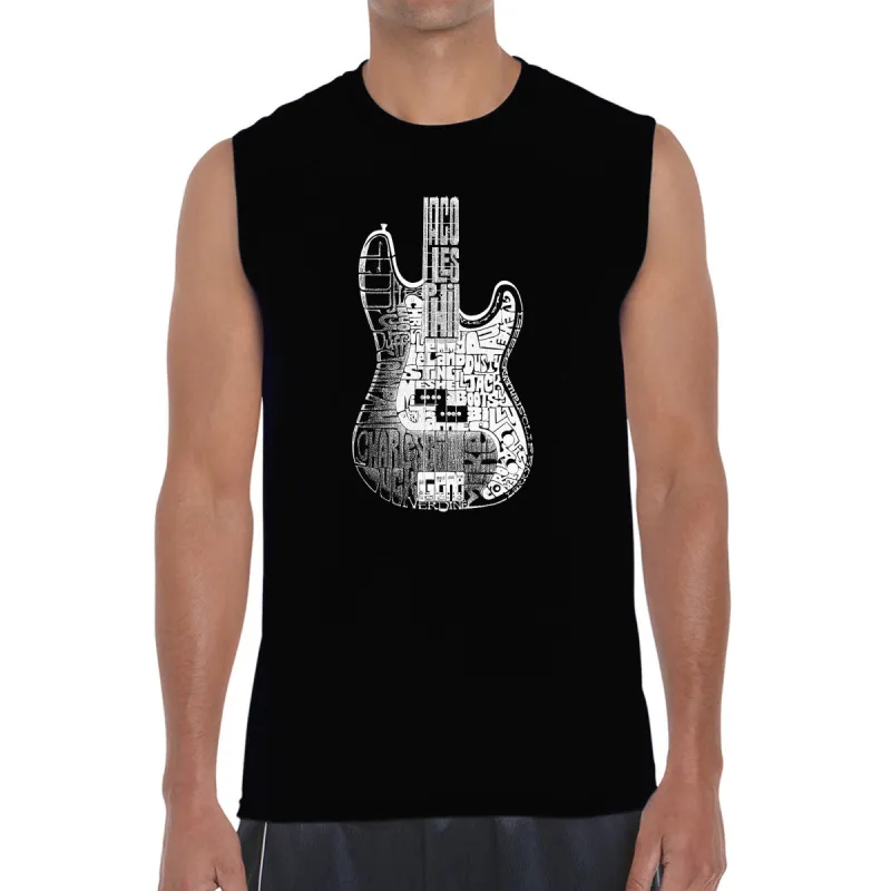 Bass Guitar - Men's Word Art Sleeveless T-Shirt sold by LA Pop Art