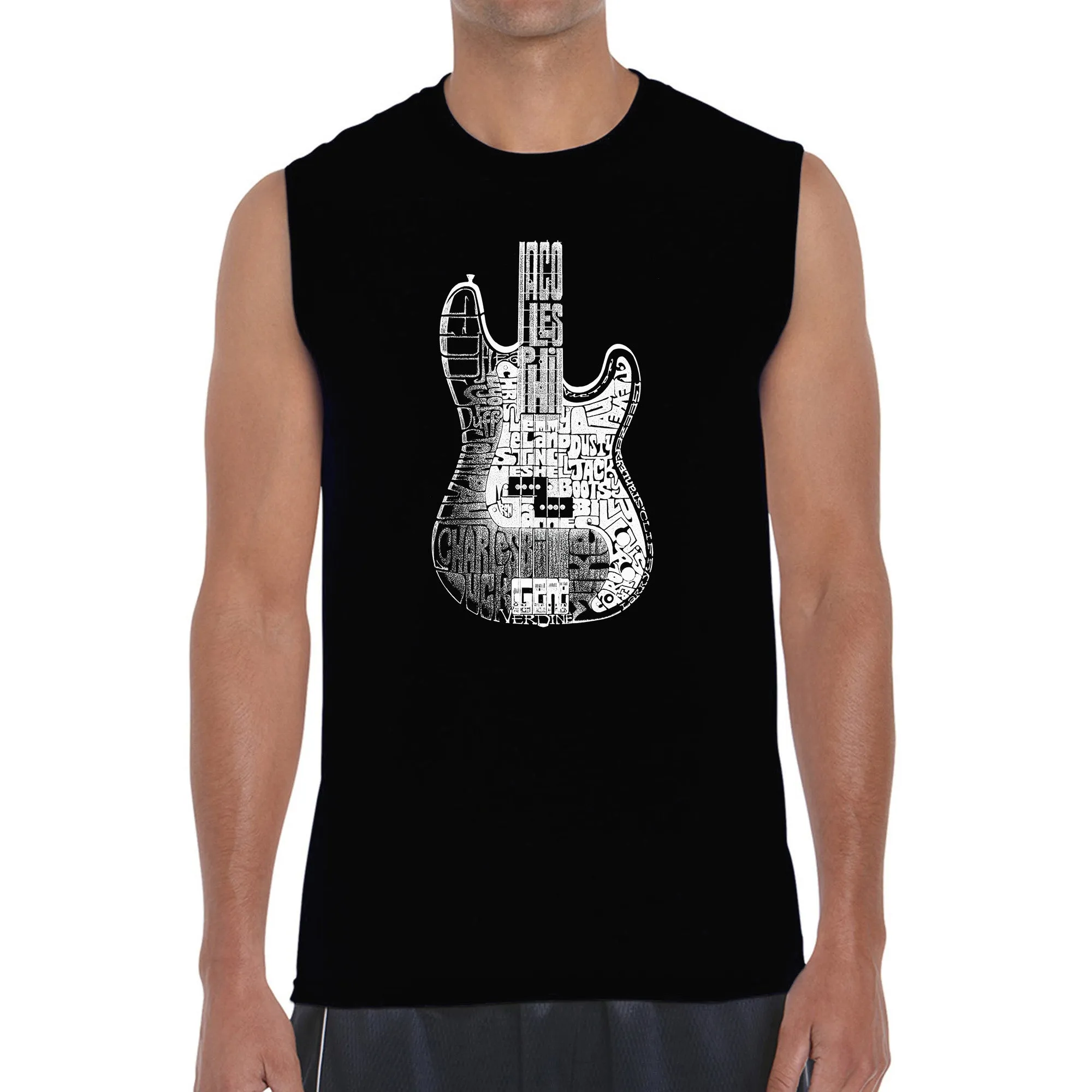 Bass Guitar - Men's Word Art Sleeveless T-Shirt sold by LA Pop Art