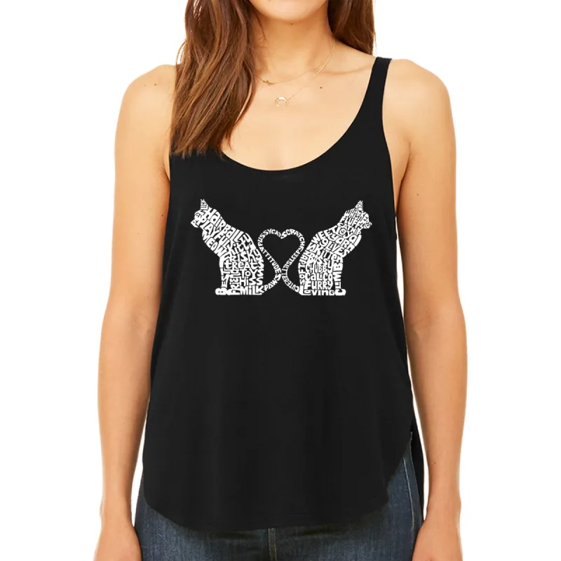 Cat Tail Hearts - Women's Premium Word Art Flowy Tank Top sold by LA Pop Art