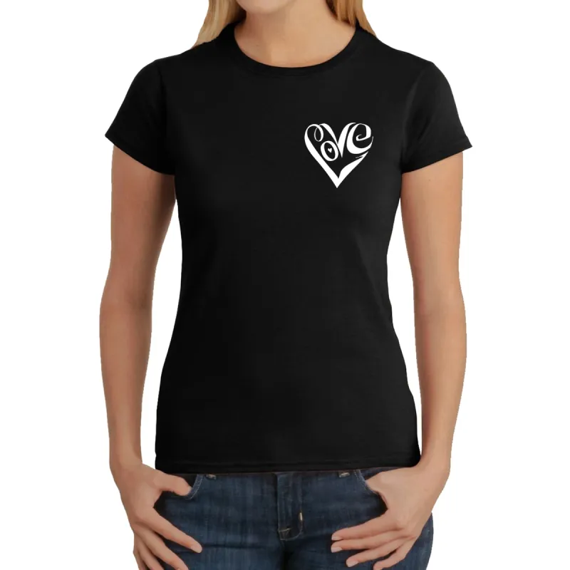 Script Heart - Women's Word Art T-Shirt sold by LA Pop Art