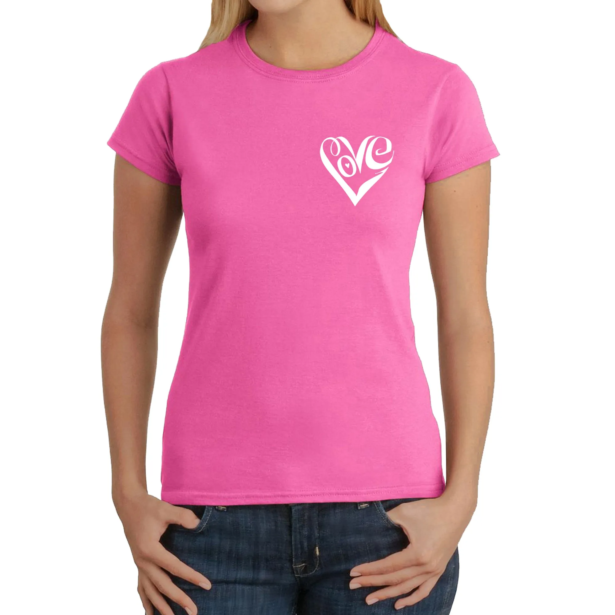 Script Heart - Women's Word Art T-Shirt sold by LA Pop Art product image thumbnail 4