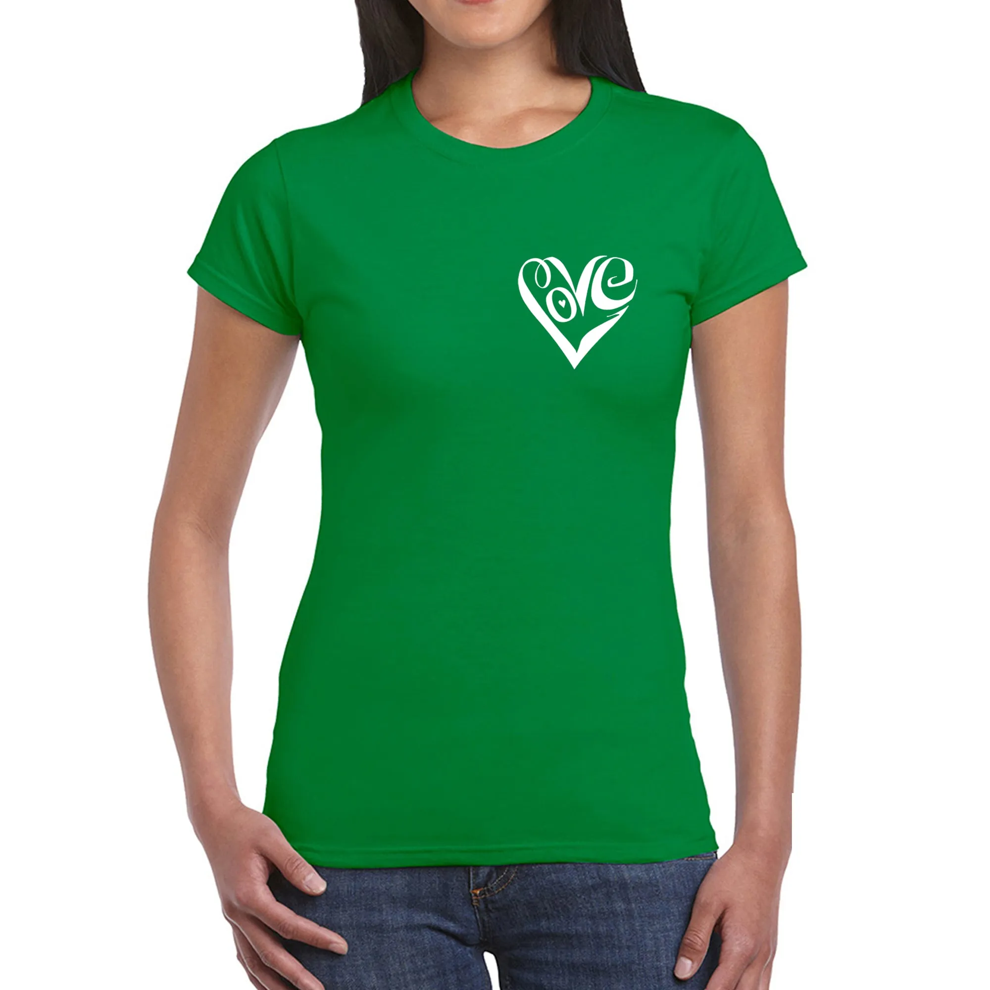 Script Heart - Women's Word Art T-Shirt sold by LA Pop Art product image thumbnail 5
