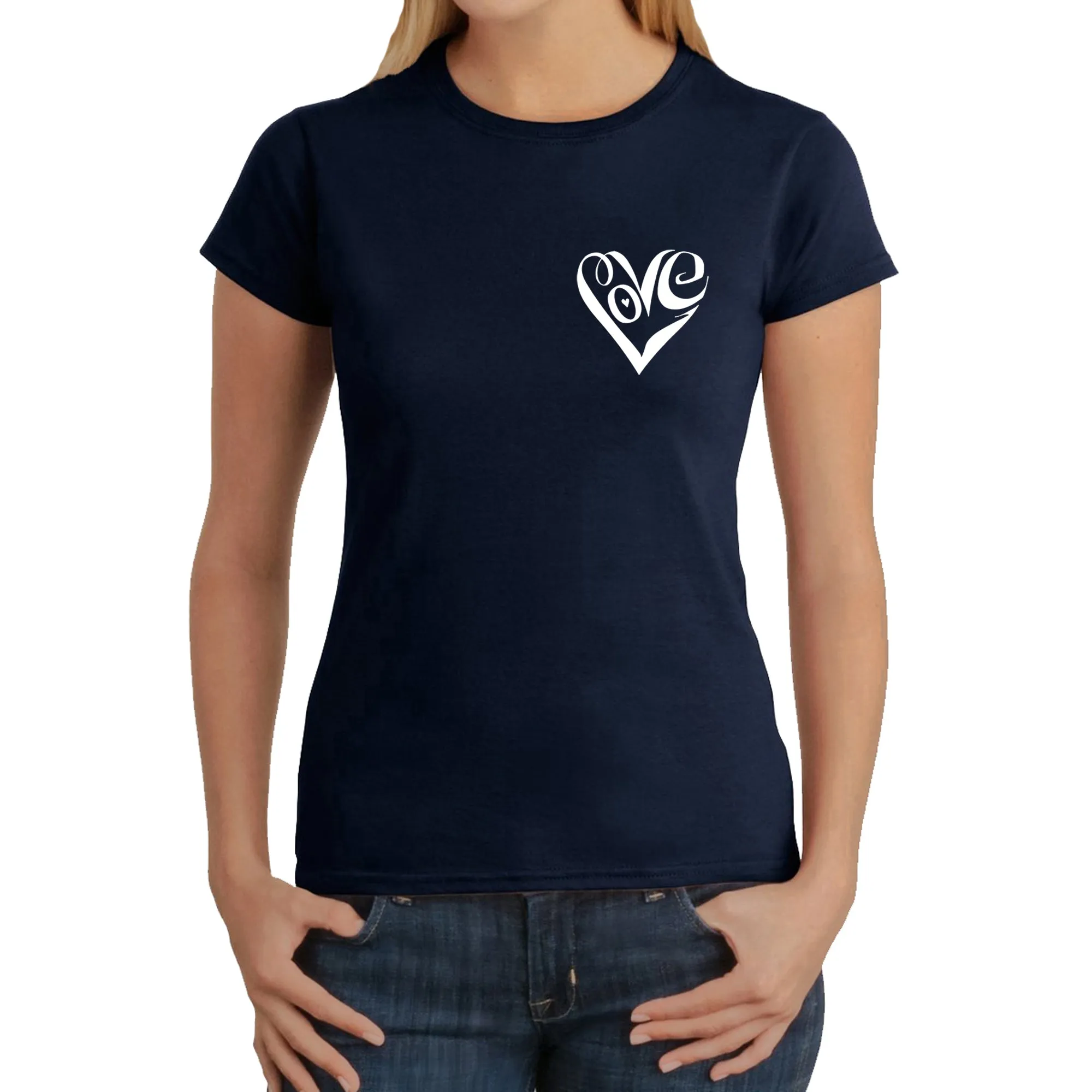 Script Heart - Women's Word Art T-Shirt sold by LA Pop Art product image thumbnail 3