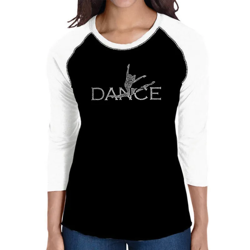 Dancer - Women's Raglan Baseball Word Art T-Shirt sold by LA Pop Art