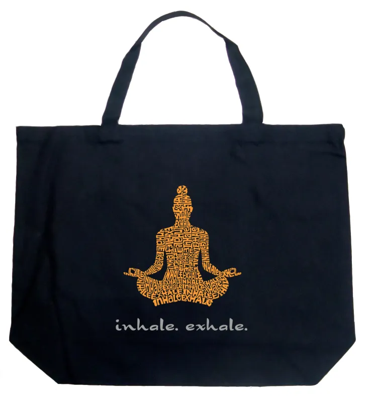 Inhale Exhale - Large Word Art Tote Bag sold by LA Pop Art