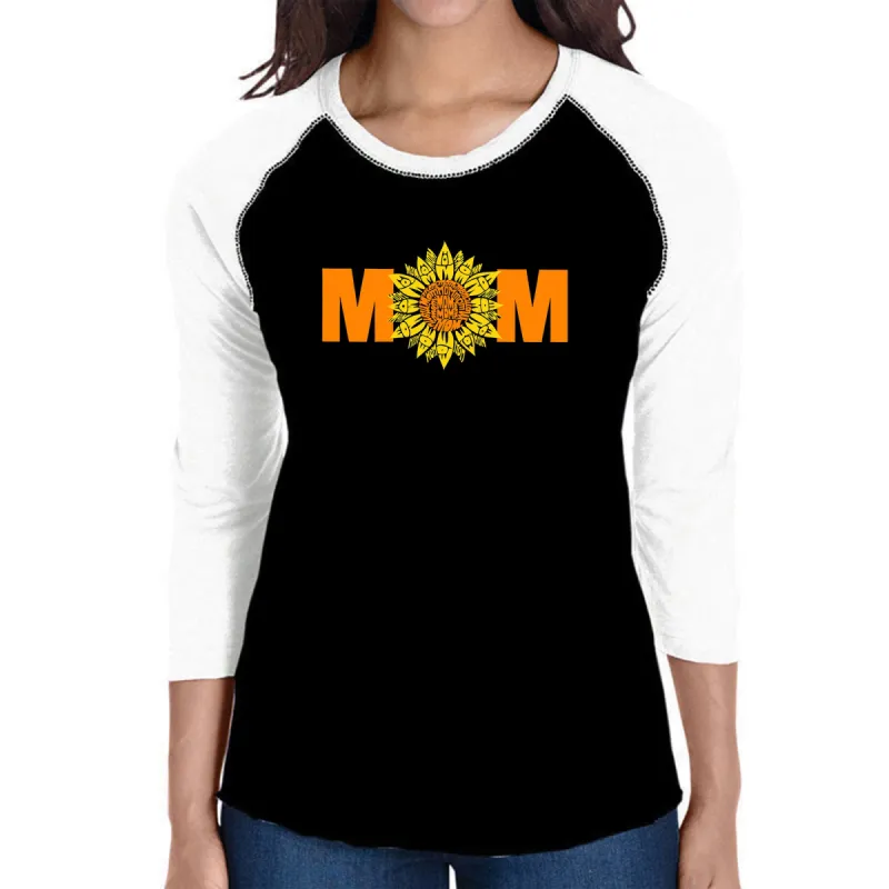 Mom Sunflower  - Women's Raglan Word Art T-Shirt sold by LA Pop Art