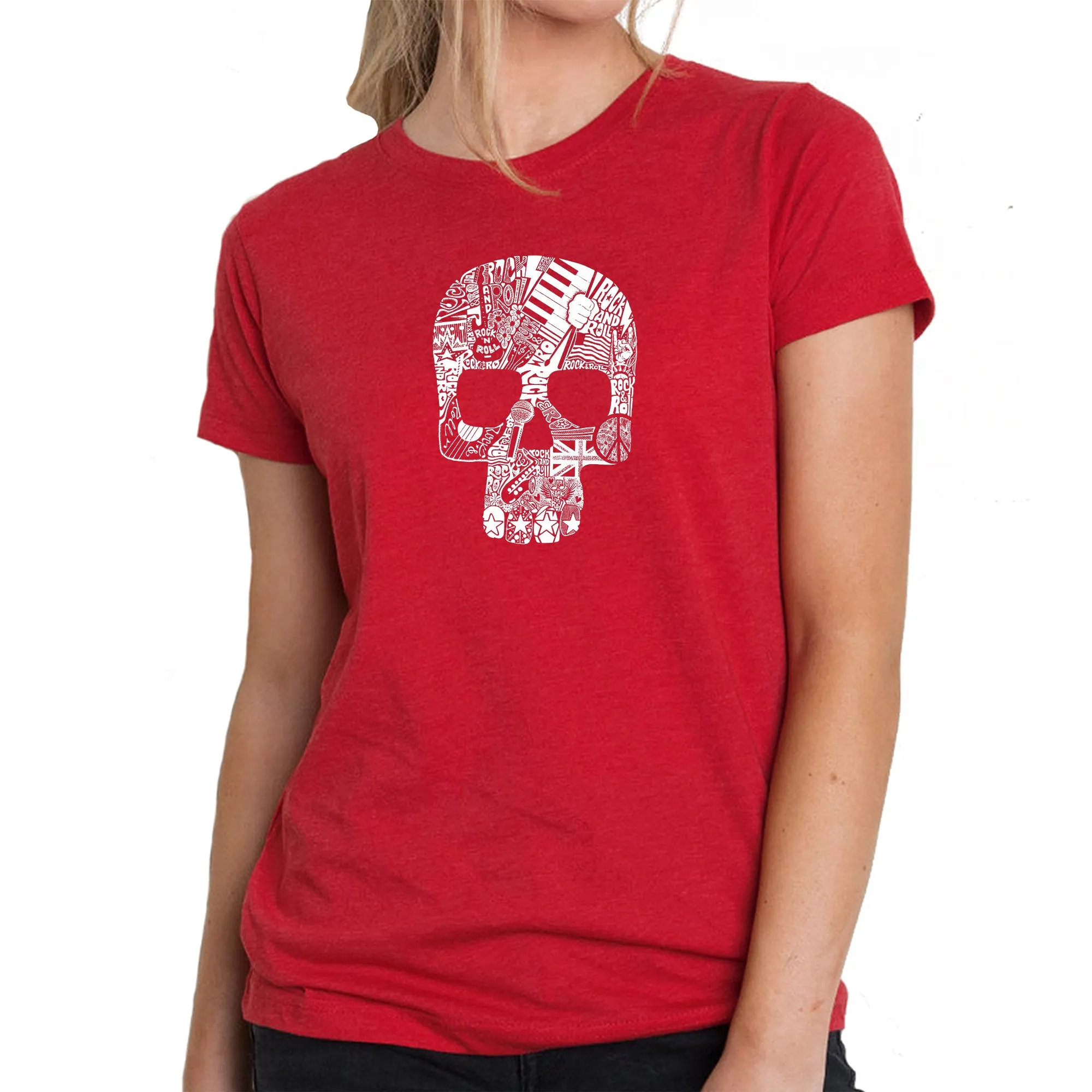 Rock n Roll Skull - Women's Premium Blend Word Art T-Shirt sold by LA Pop Art product image thumbnail 5