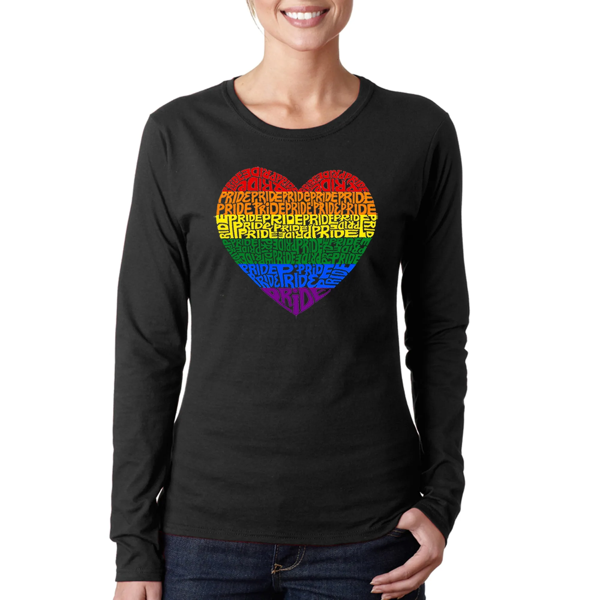 Pride Heart - Women's Word Art Long Sleeve T-Shirt sold by LA Pop Art