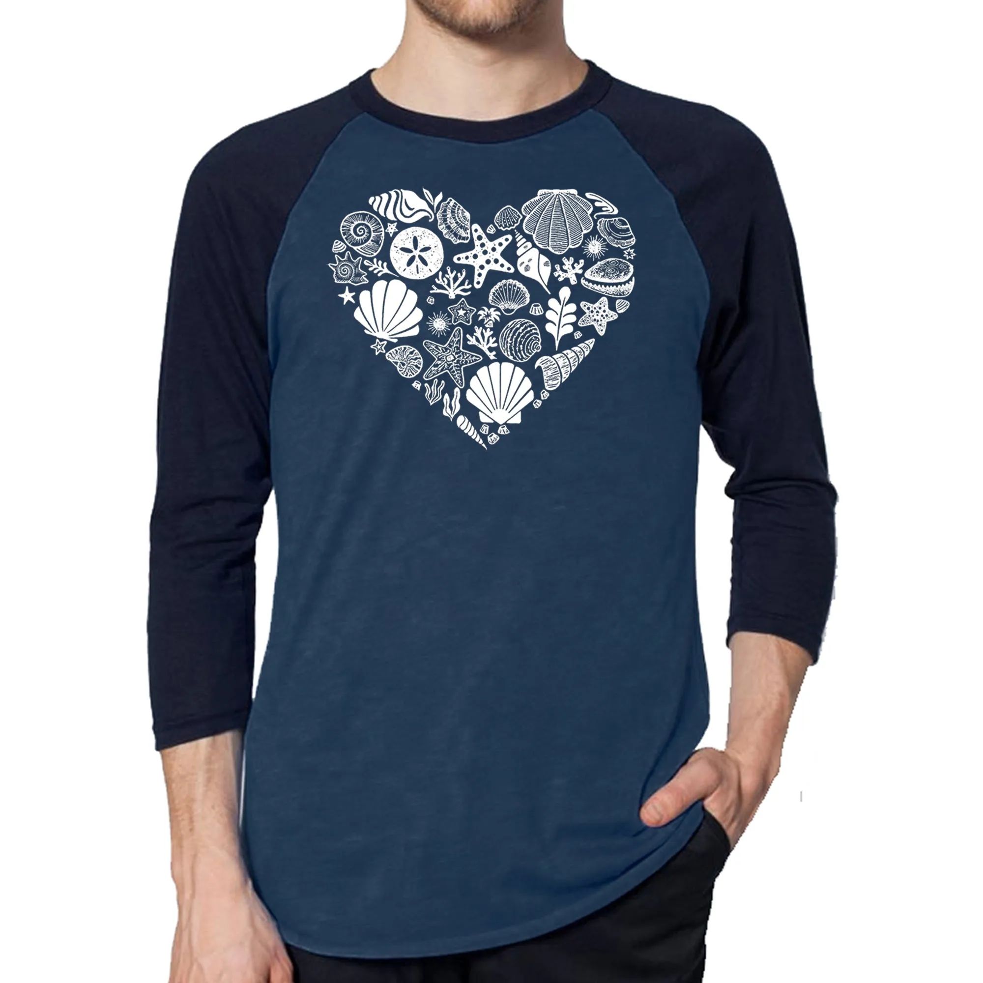 Sea Shells - Men's Raglan Baseball Word Art T-Shirt sold by LA Pop Art product image thumbnail 3
