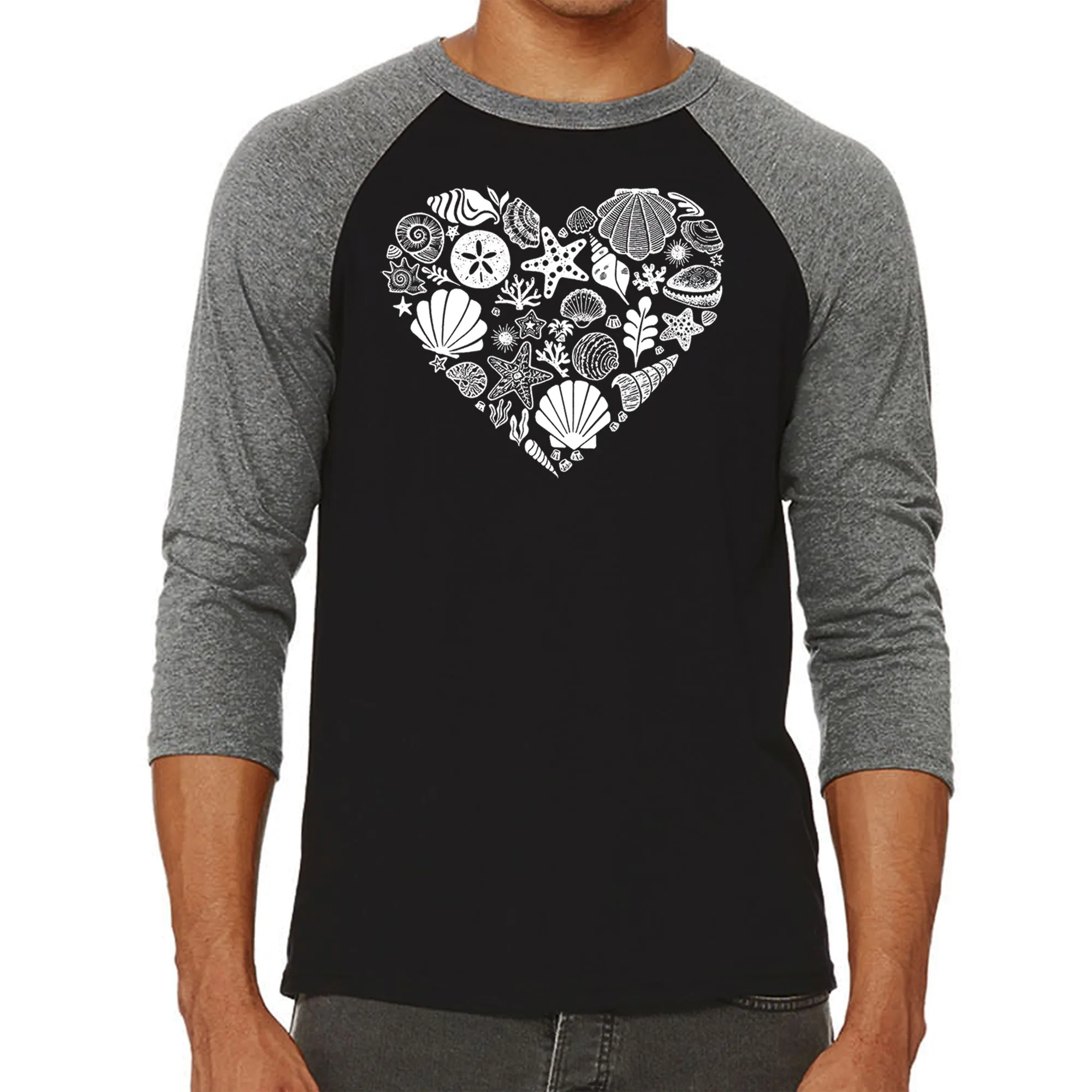 Sea Shells - Men's Raglan Baseball Word Art T-Shirt sold by LA Pop Art product image thumbnail 4