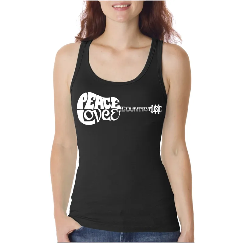 Peace Love Country  - Women's Word Art Tank Top sold by LA Pop Art