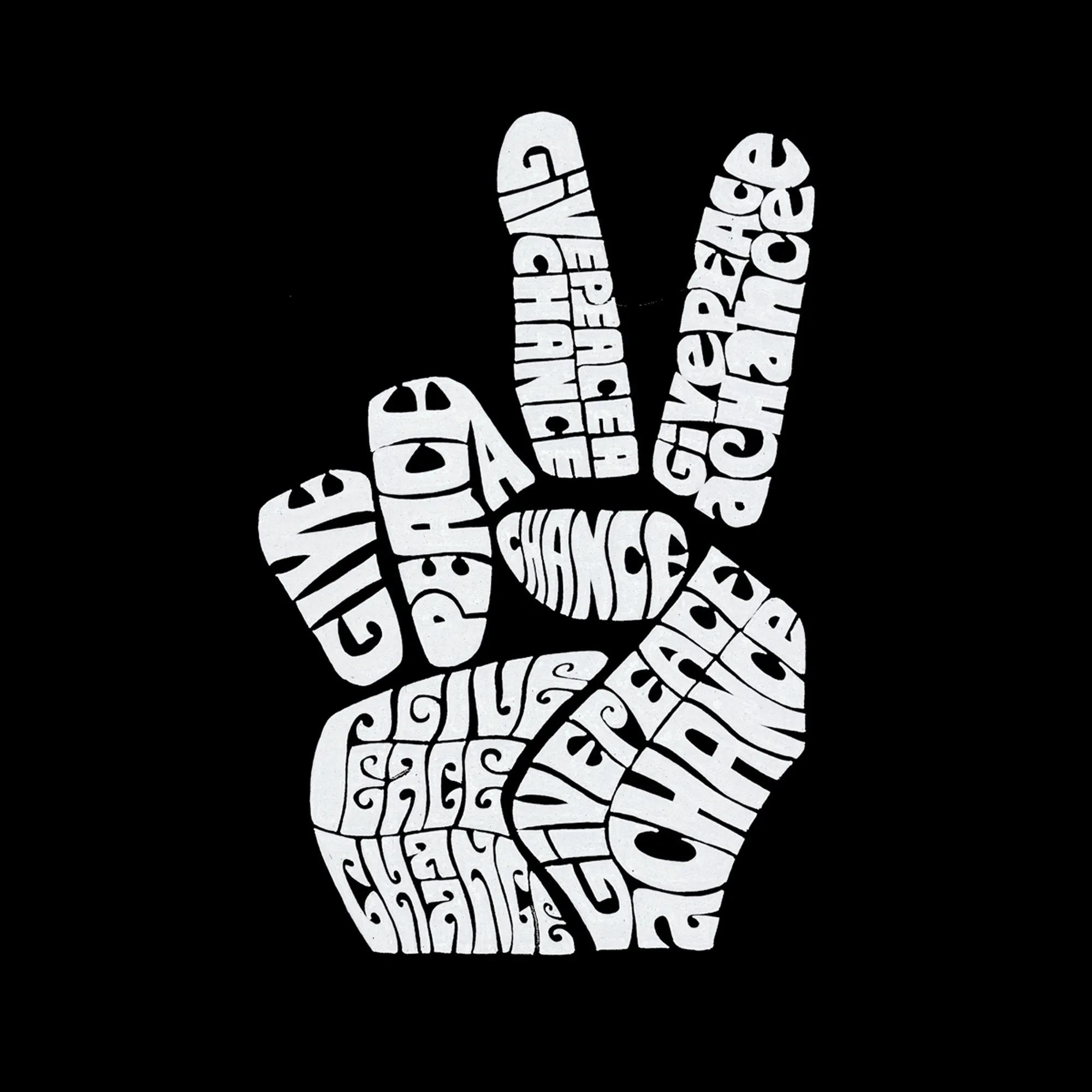 PEACE FINGERS - Men's Raglan Baseball Word Art T-Shirt sold by LA Pop Art product image thumbnail 2