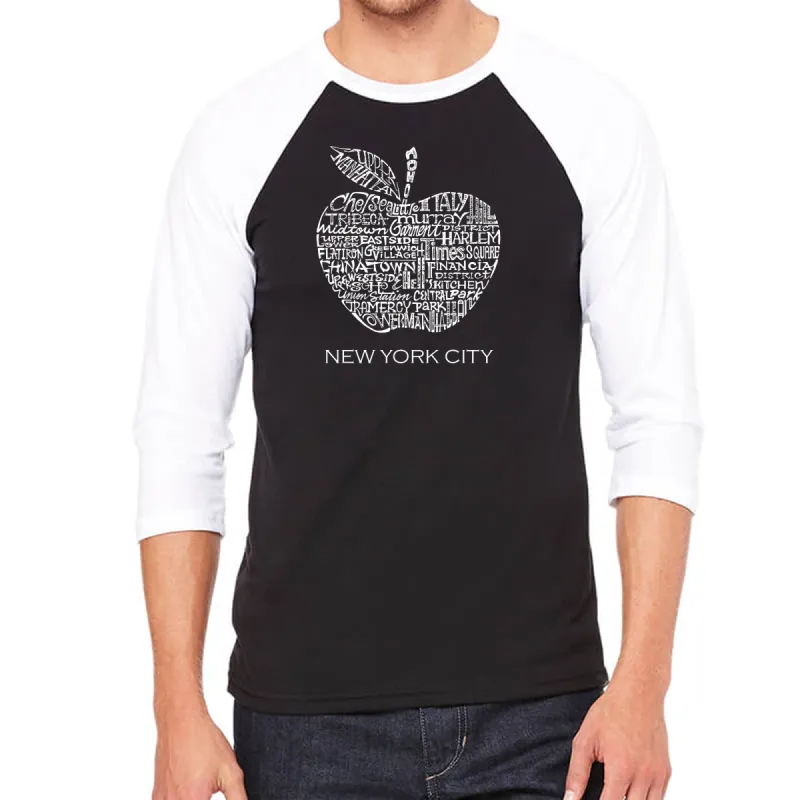 Neighborhoods in NYC - Men's Raglan Baseball Word Art T-Shirt sold by LA Pop Art