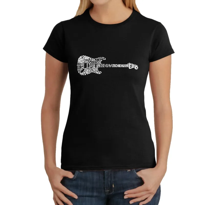 Rock Guitar -  Women's Word Art T-Shirt sold by LA Pop Art
