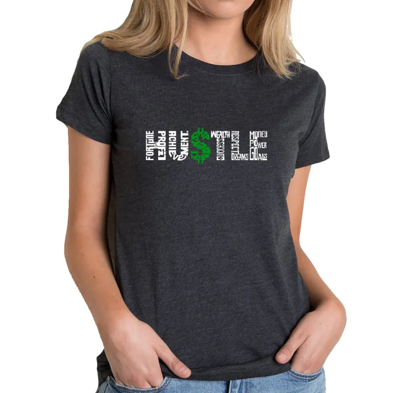 Hustle  - Women's Premium Blend Word Art T-Shirt sold by LA Pop Art