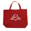 Finger Heart - Large Word Art Tote Bag sold by LA Pop Art